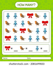 How many counting game with christmas icon. worksheet for preschool kids, kids activity sheet