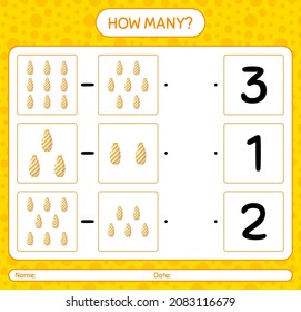 How many counting game with christmas ornament. worksheet for preschool kids, kids activity sheet