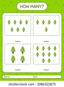 How many counting game with christmas tree. worksheet for preschool kids, kids activity sheet