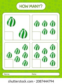 How many counting game with christmas ornament. worksheet for preschool kids, kids activity sheet