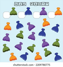 ¿Cuántos de los que cuentan con ropa? Hoja de trabajo preescolar, hoja de actividades para niños