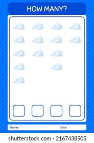 How many counting game with cloud. worksheet for preschool kids, kids activity sheet