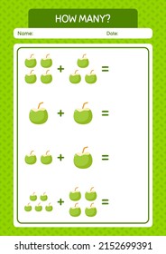 How many counting game with coconut. worksheet for preschool kids, kids activity sheet