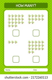 How many counting game with coconut tree. worksheet for preschool kids, kids activity sheet