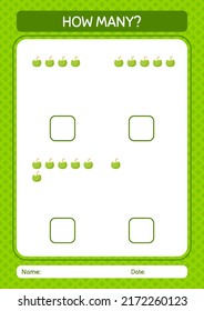 How many counting game with coconut. worksheet for preschool kids, kids activity sheet