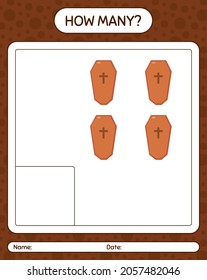 How many counting game with coffin. worksheet for preschool kids, kids activity sheet