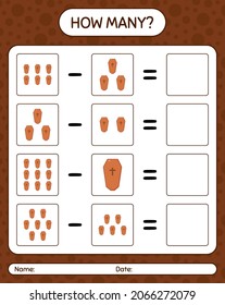 How many counting game with coffin. worksheet for preschool kids, kids activity sheet