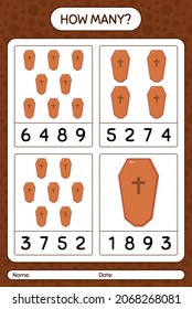How many counting game with coffin. worksheet for preschool kids, kids activity sheet