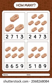 How many counting game with coffin. worksheet for preschool kids, kids activity sheet