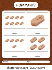 How many counting game with coffin. worksheet for preschool kids, kids activity sheet