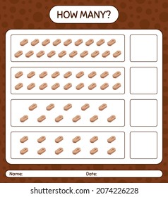 How many counting game with coffin. worksheet for preschool kids, kids activity sheet