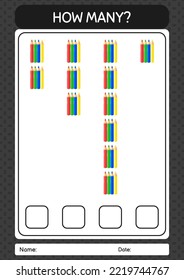 How many counting game with color pencil. worksheet for preschool kids, kids activity sheet