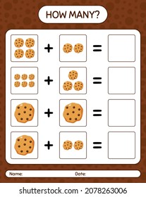 How many counting game with cookie. worksheet for preschool kids, kids activity sheet