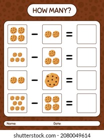 How many counting game with cookie. worksheet for preschool kids, kids activity sheet