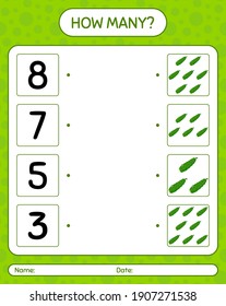 How many counting game with cucumber. worksheet for preschool kids, kids activity sheet, printable worksheet