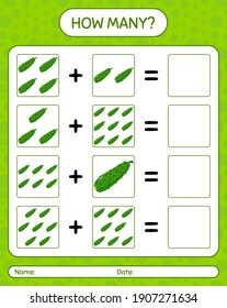 How many counting game with cucumber. worksheet for preschool kids, kids activity sheet, printable worksheet
