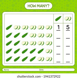 How many counting game with cucumber worksheet for preschool kids, kids activity sheet, printable worksheet