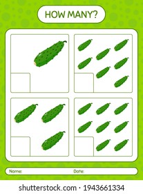 How many counting game with cucumber worksheet for preschool kids, kids activity sheet, printable worksheet