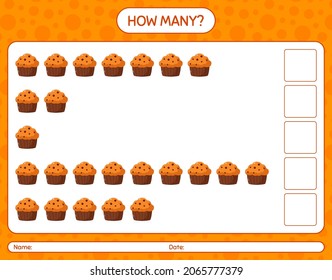 How many counting game with cupcake. worksheet for preschool kids, kids activity sheet