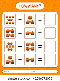 ¿Cuántos de juego de conteo con quequitos? hoja de trabajo para niños de preescolar, hoja de actividades para niños