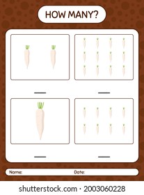 ¿Cuántos de los que cuentan con daikon? hoja de trabajo para niños de preescolar, hoja de actividades para niños, hoja de trabajo imprimible