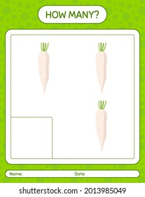 ¿Cuántos de los que cuentan con daikon? hoja de trabajo para niños de preescolar, hoja de actividades para niños, hoja de trabajo imprimible
