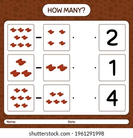 How many, counting game with date fruit. worksheet for preschool kids, kids activity sheet, printable worksheet