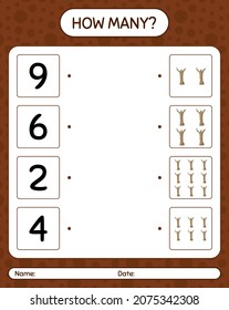 How many counting game with dead tree. worksheet for preschool kids, kids activity sheet