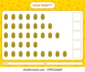 ¿Cuántos de los juegos de cuenta con la squash delicata? hoja de trabajo para niños de preescolar, hoja de actividades para niños, hoja de trabajo imprimible
