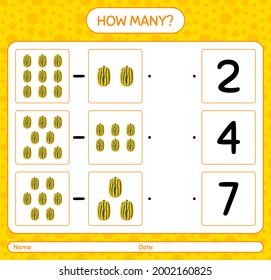 How many counting game with delicata squash. worksheet for preschool kids, kids activity sheet, printable worksheet