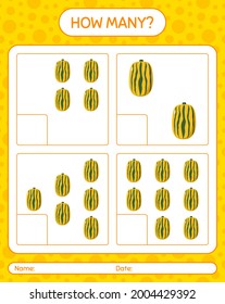 How many counting game with delicata squash. worksheet for preschool kids, kids activity sheet, printable worksheet