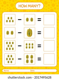 ¿Cuántos de los juegos de cuenta con la squash delicata? hoja de trabajo para niños de preescolar, hoja de actividades para niños, hoja de trabajo imprimible
