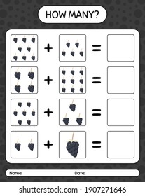 How many counting game with dewberry. worksheet for preschool kids, kids activity sheet, printable worksheet
