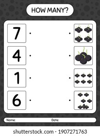 How many counting game with dewberry. worksheet for preschool kids, kids activity sheet, printable worksheet