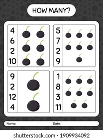 How many counting game with dewberry. worksheet for preschool kids, kids activity sheet, printable worksheet