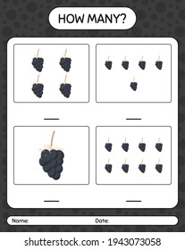 How many counting game with dewberry worksheet for preschool kids, kids activity sheet, printable worksheet