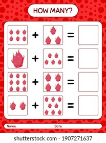 How many counting game with dragonfruit. worksheet for preschool kids, kids activity sheet, printable worksheet

