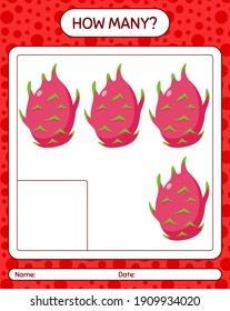 How many counting game with dragonfruit. worksheet for preschool kids, kids activity sheet, printable worksheet