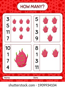 How many counting game with dragonfruit. worksheet for preschool kids, kids activity sheet, printable worksheet