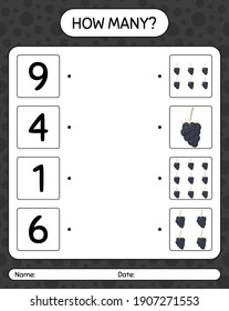 How many counting game with eggfruit worksheet for preschool kids, kids activity sheet, printable worksheet