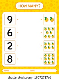 How many counting game with eggfruit worksheet for preschool kids, kids activity sheet, printable worksheet