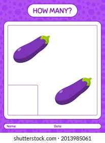 How many counting game with eggplant. worksheet for preschool kids, kids activity sheet, printable worksheet