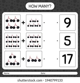 How many counting game with elderberry. worksheet for preschool kids, kids activity sheet, printable worksheet