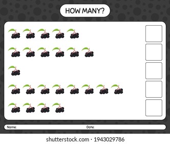 How many counting game with elderberry worksheet for preschool kids, kids activity sheet, printable worksheet