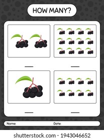 How many counting game with elderberry worksheet for preschool kids, kids activity sheet, printable worksheet
