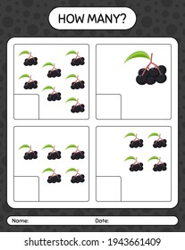 How many counting game with elderberry worksheet for preschool kids, kids activity sheet, printable worksheet