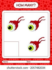 How many counting game with eyeball. worksheet for preschool kids, kids activity sheet