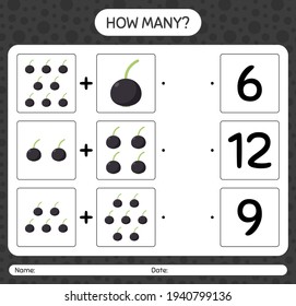How many counting game with farkleberry. worksheet for preschool kids, kids activity sheet, printable worksheet