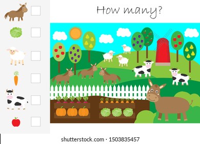 how many counting game farm animals stock vector royalty free 1503835457 shutterstock