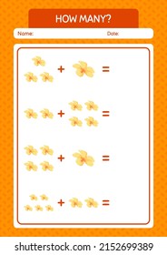 How many counting game with flower. worksheet for preschool kids, kids activity sheet